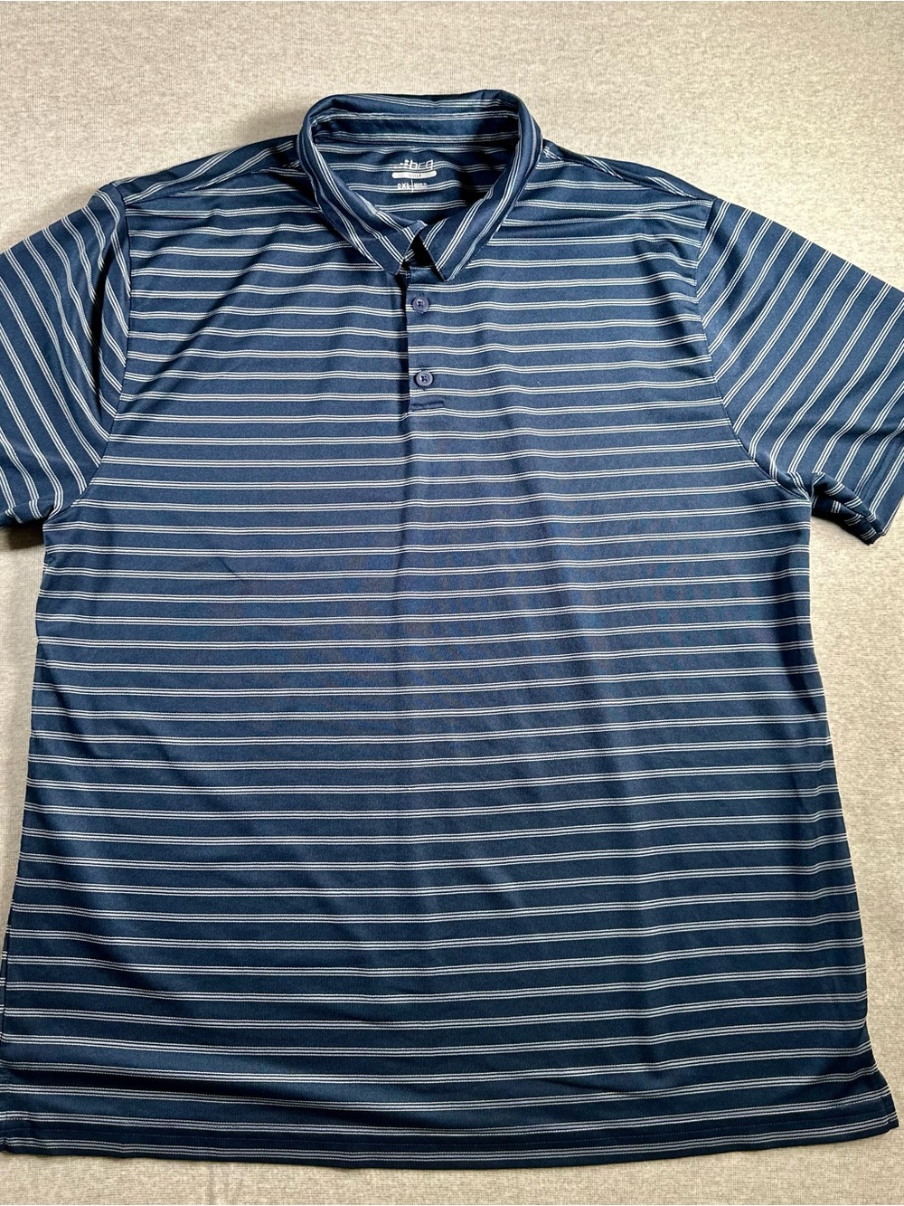 BCG GOLF  Navy and Light Blue Striped Polo Shirt 2XL